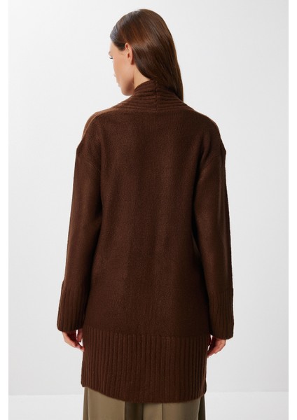 Cepli Uzun Triko Hırka LZA0014 Kahverengi indirimleri