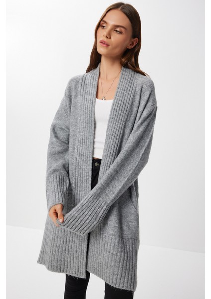 Cepli Uzun Triko Hırka LZA0014 Gri fırsatları