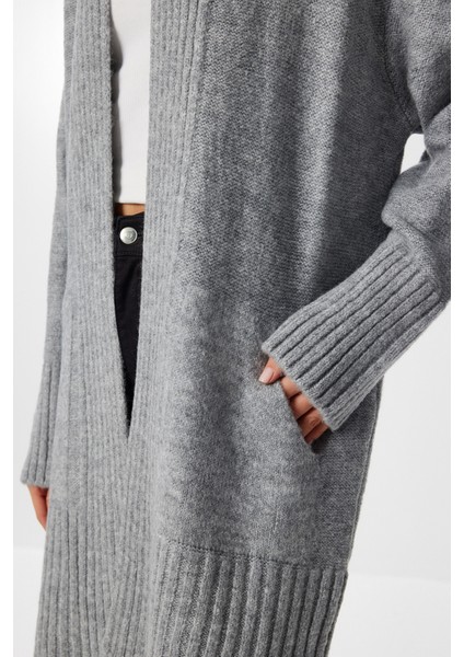 Cepli Uzun Triko Hırka LZA0014 Gri indirimleri