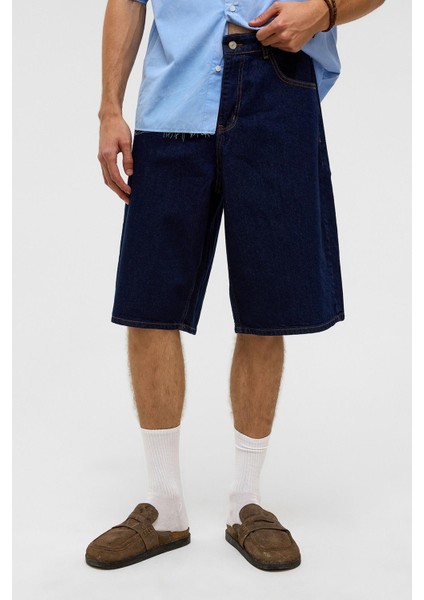 Oversize Bermuda Denim Şort Koyu Mavi fiyatları
