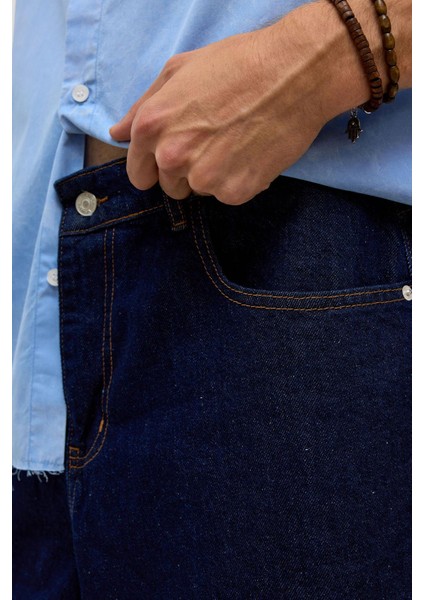 Oversize Bermuda Denim Şort Koyu Mavi indirimleri