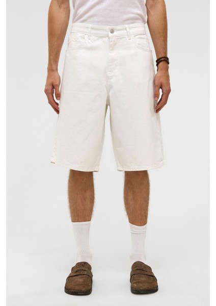 Oversize Bermuda Denim Şort Ekru fiyatları