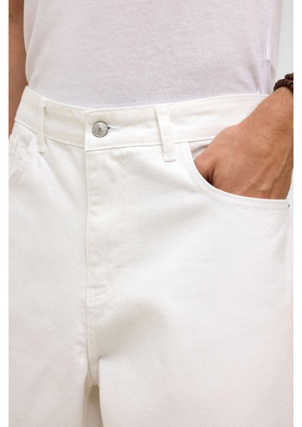 Oversize Bermuda Denim Şort Ekru indirimleri