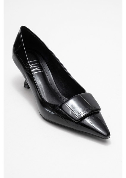 Marcıa Siyah Baskı Tokalı Kadın Topuklu Ayakkabı modelleri