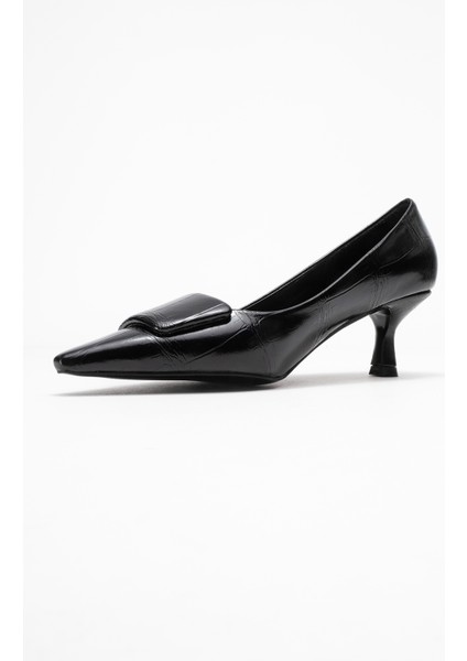 Marcıa Siyah Baskı Tokalı Kadın Topuklu Ayakkabı fırsatları