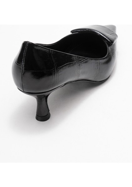 Marcıa Siyah Baskı Tokalı Kadın Topuklu Ayakkabı indirimleri