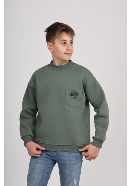 Erkek Çocuk Cep Skate Baskılı Sweatshirt modelleri