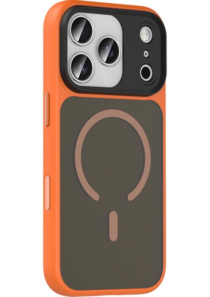 iPhone 17 Pro Max Kılıf Mat Arka Yüzey Wireless Şarj Özellikli Renkli Kaliteli Flet M-Safe Kapak - Gri modelleri