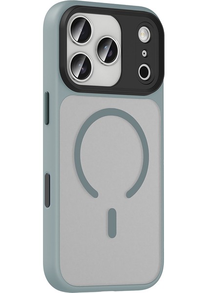 iPhone 17 Pro Max Kılıf Mat Arka Yüzey Wireless Şarj Özellikli Renkli Kaliteli Flet M-Safe Kapak - Gri indirimleri