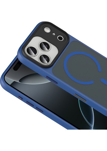 iPhone 17 Pro Max Kılıf Mat Arka Yüzey Wireless Şarj Özellikli Renkli Kaliteli Flet M-Safe Kapak - Gri