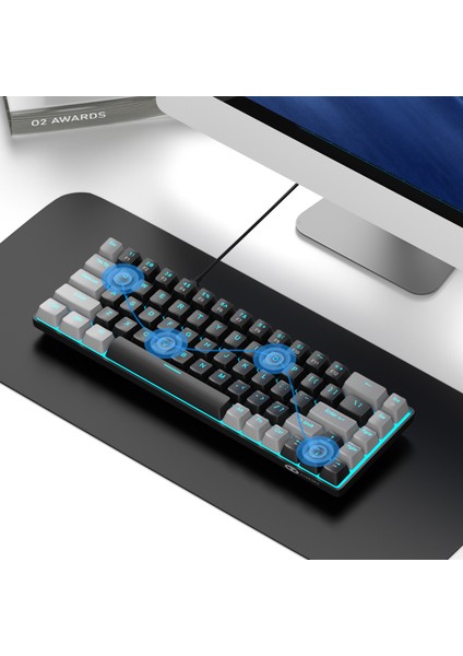 Mk-Box 68 Tuş Kablolu Mekanik Red Switch Türkçe Q Gri-Siyah Gaming Klavye modelleri