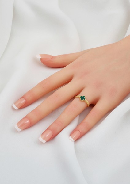 Yeşil Taşlı Yonca Altın Takı Seti 14 Ayar fırsatları