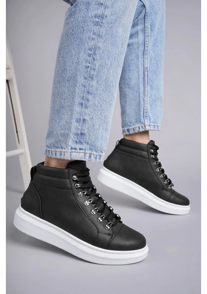 SLW206 Ottawa Bağcıklı Cilt Erkek Günlük Spor Bot Bt - Siyah