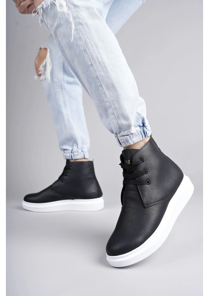 SLW207 Oslo Bağcıklı Cilt Erkek Günlük Spor Bot Bt - Siyah
