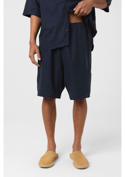 Oversize Keten Şort Lacivert fiyatları