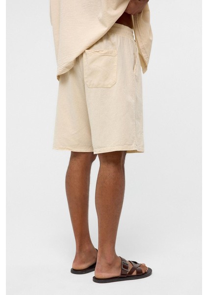 Oversize Keten Şort Naturel fırsatları