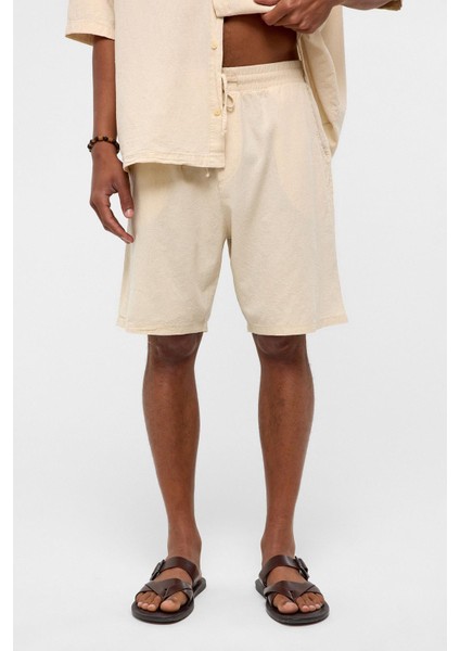 Oversize Keten Şort Naturel indirimleri