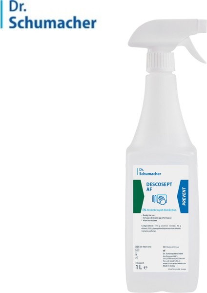 Descosept Af – Kullanıma Hazır Alkol Bazlı Hızlı Yüzey Dezenfektanı