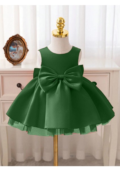 Kız Bebek Seda Model Zümrüt Yeşil Elbise