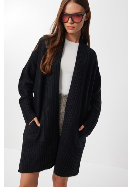 Cepli Uzun Triko Hırka LZA0014 Siyah modelleri