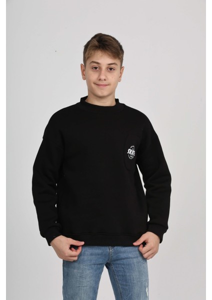 Erkek Çocuk Cep Skate Baskılı Sweatshirt