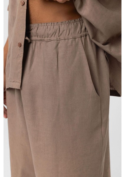 Oversize Keten Şort Vizon fırsatları