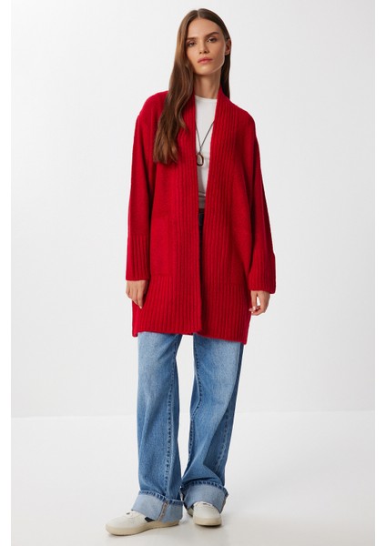 Cepli Uzun Triko Hırka LZA0014 Kırmızı fiyatları