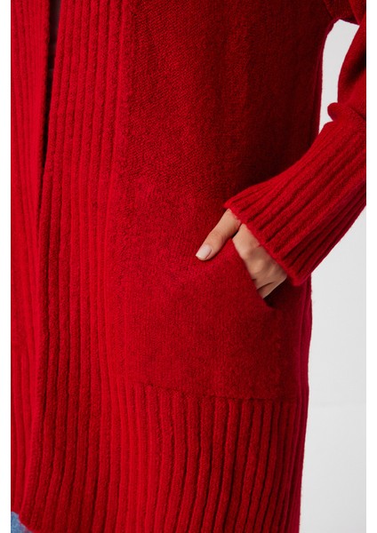 Cepli Uzun Triko Hırka LZA0014 Kırmızı indirimleri