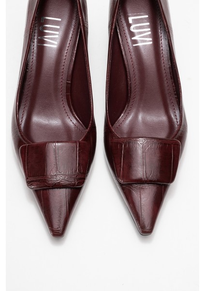 Marcıa Bordo Baskı Tokalı Kadın Topuklu Ayakkabı fiyatları