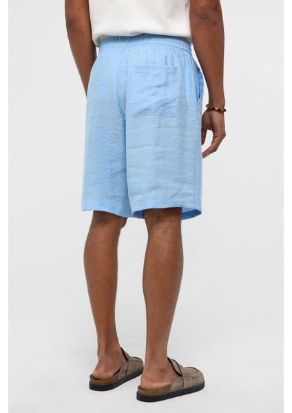 Oversize Modal Kumaş Bermuda Şort Mavi fırsatları