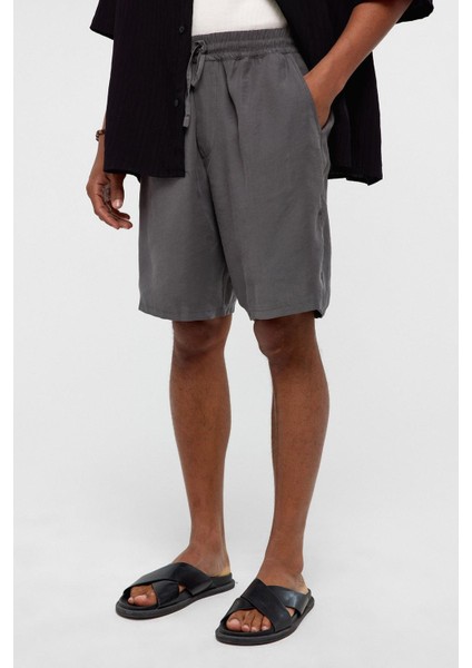 Oversize Modal Kumaş Bermuda Şort Antrasit modelleri