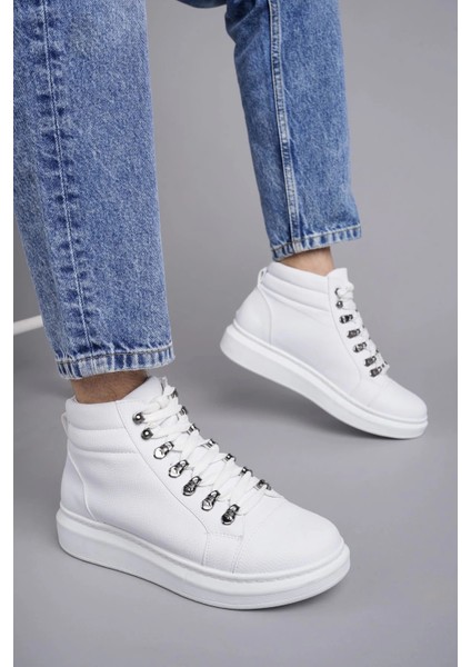 SLW206 Ottawa Bağcıklı Cilt Erkek Günlük Spor Bot Bt - Beyaz