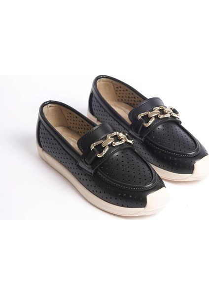 Layla Bağcıksız Ortopedik Rahat Taban Kalp Desenli Kadın Babet Ayakkabı Kt - Siyah fırsatları