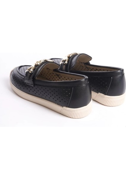 Layla Bağcıksız Ortopedik Rahat Taban Kalp Desenli Kadın Babet Ayakkabı Kt - Siyah indirimleri