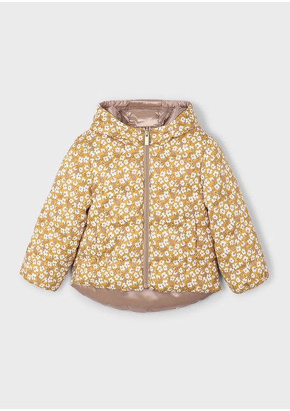 4-10 Yaş Mayoral Kız Çocuk Elyaf Dolgulu Çift Taraflı Mont – Kahverengi & Çiçek Desenli fırsatları
