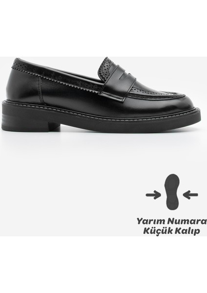 Kadın Loafer Makosen Desenli Günlük Ayakkabı Tornus Siyah modelleri