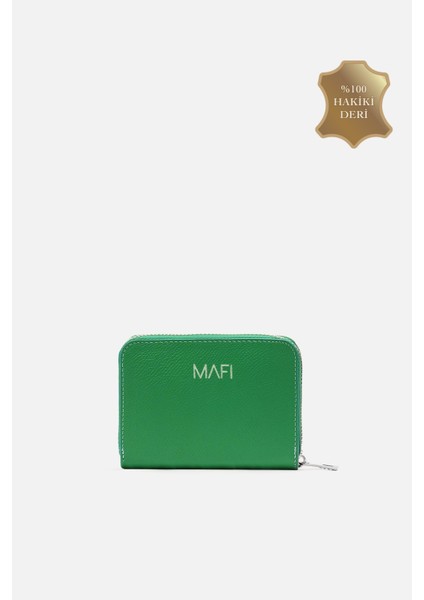 Mavi Lume Hakiki Deri Fermuarlı Yeşil Cüzdan