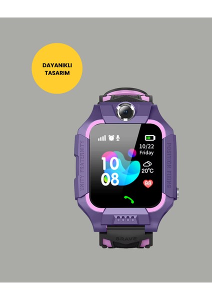 Zengezur S10 Akıllı Çocuk Saati Mor Tasarım Adımsayar ve Alarm Fonksiyonlu modelleri