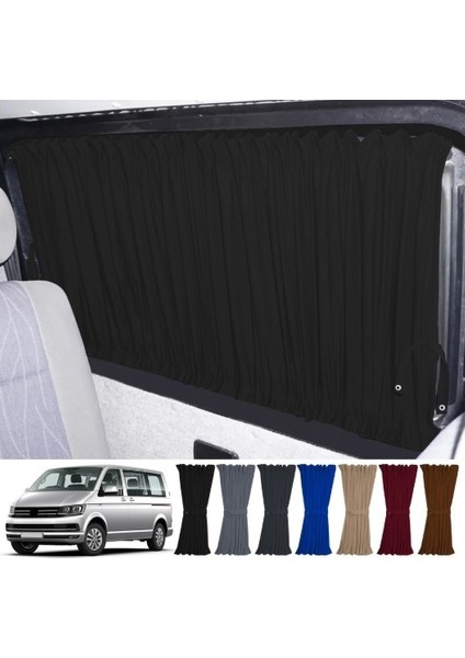 Volkswagen Transporter Caravelle T5/t6/t7 Uzun Şase 2003-2022 Uyumlu Siyah Raylı Oto Perde Takımı