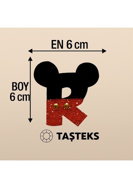 Taşlı Ütülenebilen Veya Sticker Olarak Kullanılabilen ' Mickey R ' Harfi