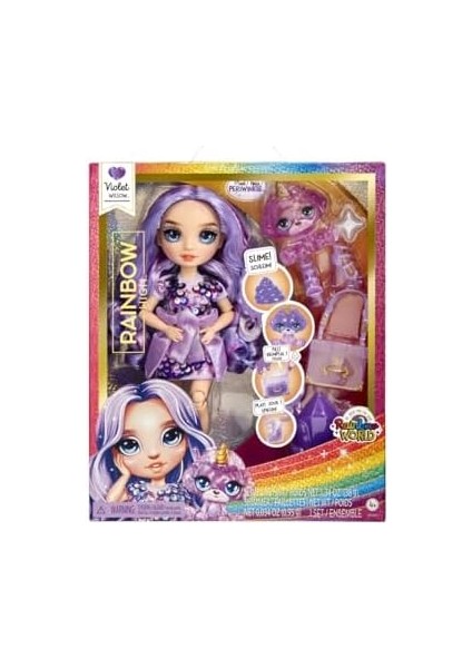 Rainbow High Violet Parlak Slime ve Evcil Hayvan Serisi Bebeği modelleri