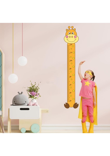 Zürafa Desenli Boy Ölçer Sticker - Bebek ve Çocuk Odası Boy Cetveli