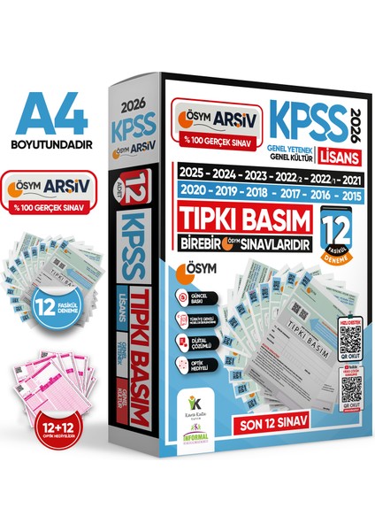 2026 KPSS Lisans ÖSYM Çıkmış Soru Tıpkı Basım 12li Deneme Paketi Video Çözümlü Türkiye Geneli