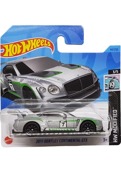 - 2018 Bentley Continental Gt3 - Hw Modified 3/5 - HKL45 - Short Card - Gümüş Gri Metalik - Mattel 2023
