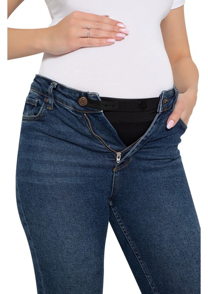 Hamile Pantolon Bel Genişletici – Kadın Pantolon Genişletici, Sağ Düğme Uyumlu, Ayarlanabilir Aparat Siyah