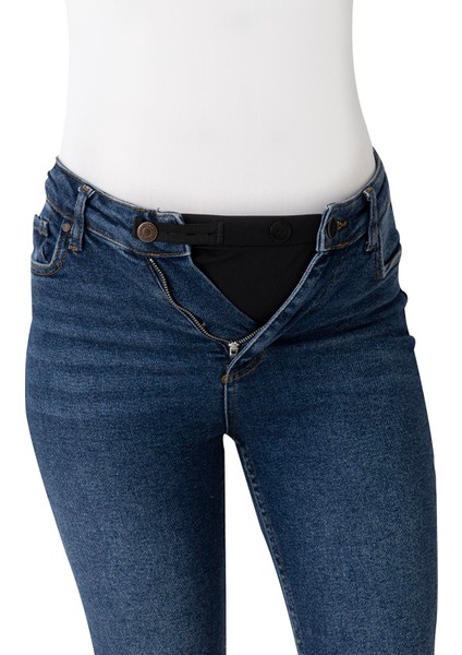 Hamile Pantolon Bel Genişletici – Kadın Pantolon Genişletici, Sağ Düğme Uyumlu, Ayarlanabilir Aparat Siyah