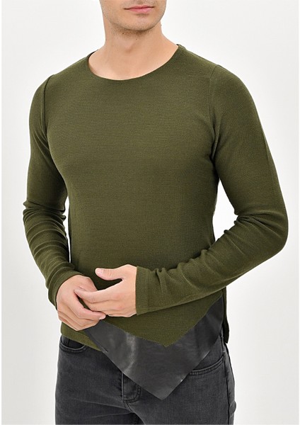 ETR 04 Slim Fit Yeşil O Yaka Triko fırsatları