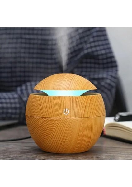 Home 130 ml Hava Nemlendirici, Uçucu Yağ Aromaterapi Makinesi, Ev, Yatak Odası ve Ofis Için Yedi Renkli Işık ile Aroma Hava Difüzörü (Açık Kahve) modelleri