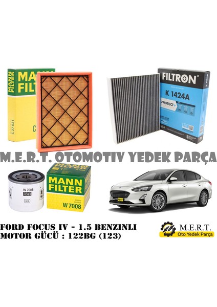 Ford Focus Iv 1.5 Benzinli Mann Filtre Bakım Seti 2019-2022