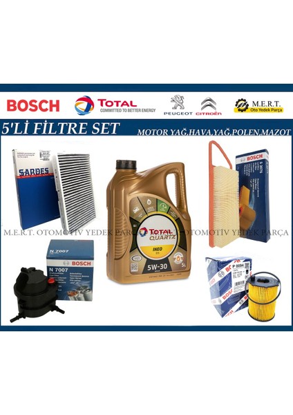 C2 1.4 Hdı Filtre Bakım Seti + Motor Yağı (2004-2008)